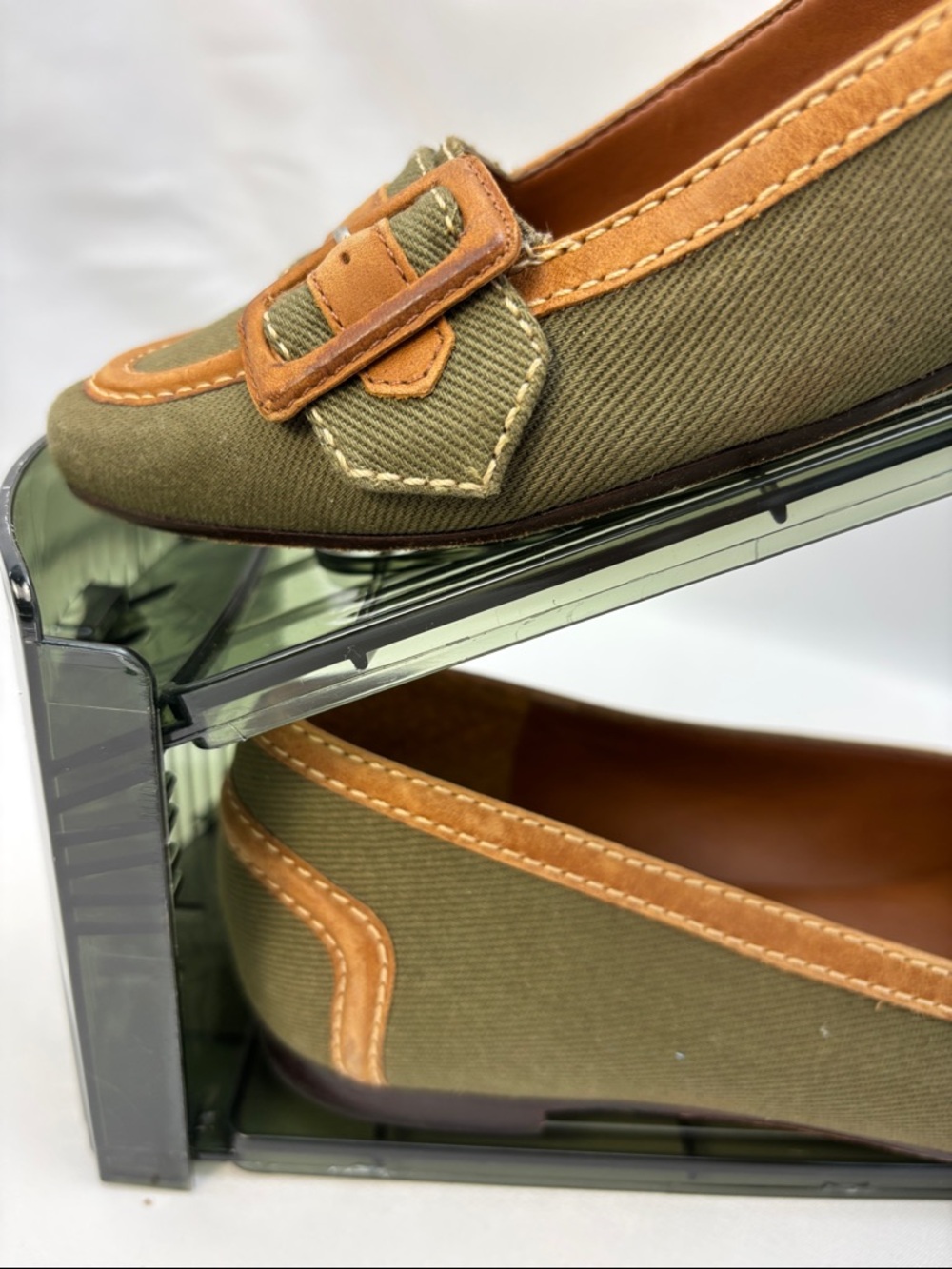 Talbots Women’s Sz6 Olive and Brown Buckle Loafers #0303 - Picture 7 of 13